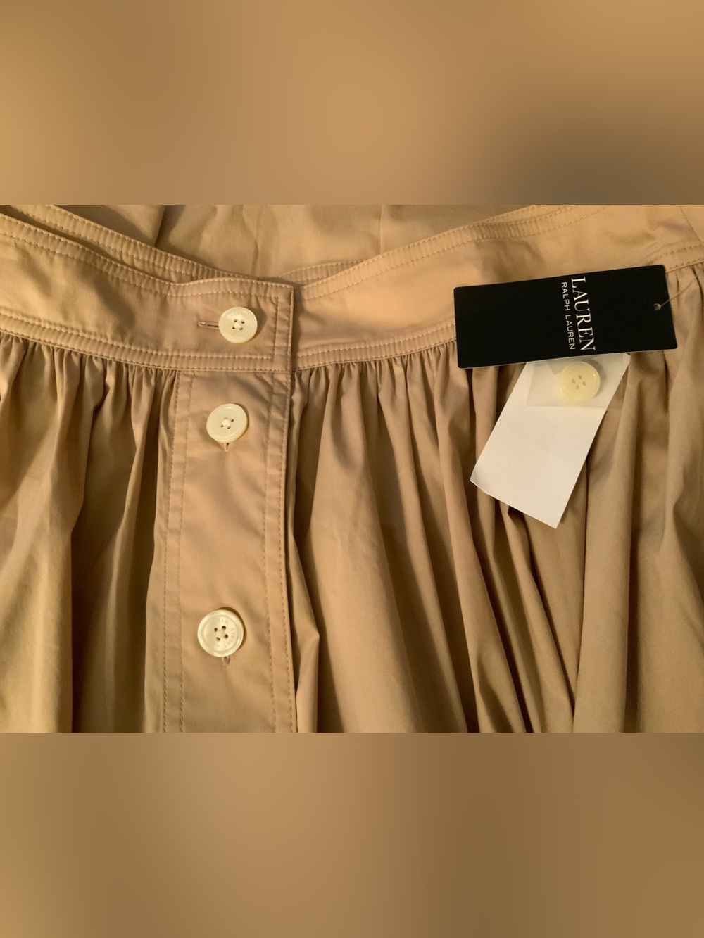 Lauren Ralph Lauren Button-Front Cotton Blend Midi Skirt - Picture 8 of 11